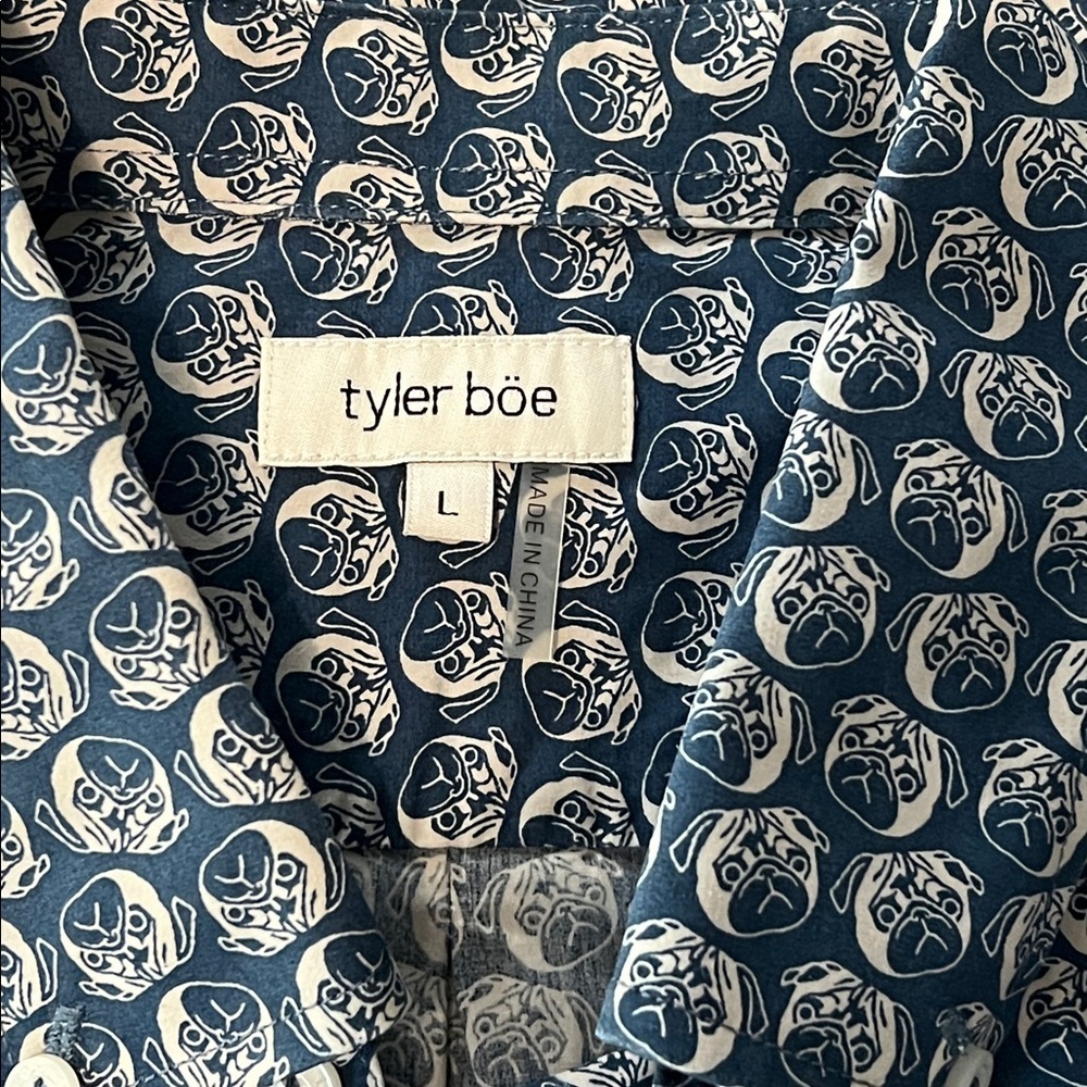 Tyler Boe 100% Cotton Pug Print Button Down Shirt - Picture 3 of 5